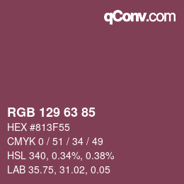 Color code: RGB 129 63 85 | qconv.com