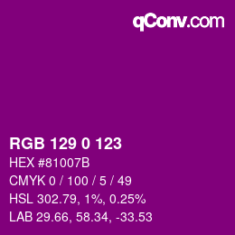 Código de color: RGB 129 0 123 | qconv.com