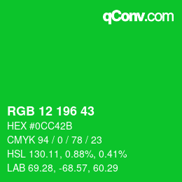 Code couleur: RGB 12 196 43 | qconv.com