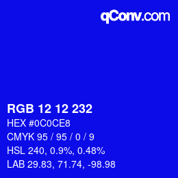 Code couleur: RGB 12 12 232 | qconv.com