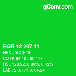 Código de color: RGB 12 207 41 | qconv.com