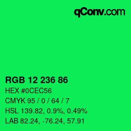 Color code: RGB 12 236 86 | qconv.com