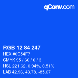 カラーコード: RGB 12 84 247 | qconv.com