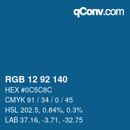 Code couleur: RGB 12 92 140 | qconv.com
