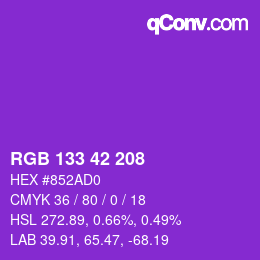 Code couleur: RGB 133 42 208 | qconv.com