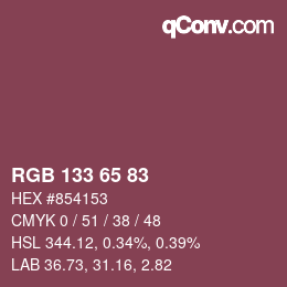 Código de color: RGB 133 65 83 | qconv.com
