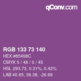 Color code: RGB 133 73 140 | qconv.com