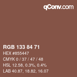 Código de color: RGB 133 84 71 | qconv.com