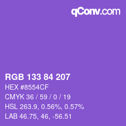 Color code: RGB 133 84 207 | qconv.com