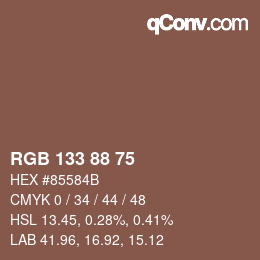 Código de color: RGB 133 88 75 | qconv.com