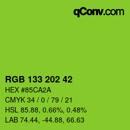 Color code: RGB 133 202 42 | qconv.com