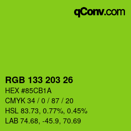 Color code: RGB 133 203 26 | qconv.com