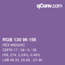 Farbcode: RGB 130 96 156 | qconv.com