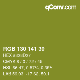 Color code: RGB 130 141 39 | qconv.com