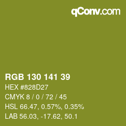 Color code: RGB 130 141 39 | qconv.com