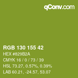 Color code: RGB 130 155 42 | qconv.com