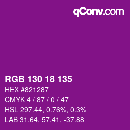 Color code: RGB 130 18 135 | qconv.com