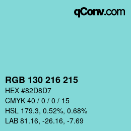 Código de color: RGB 130 216 215 | qconv.com