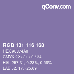 Código de color: RGB 131 116 168 | qconv.com