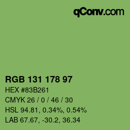 Código de color: RGB 131 178 97 | qconv.com