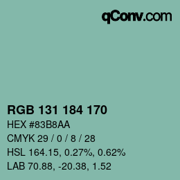 Color code: RGB 131 184 170 | qconv.com