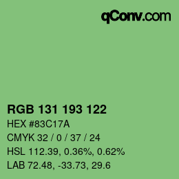 Color code: RGB 131 193 122 | qconv.com