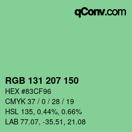 Código de color: RGB 131 207 150 | qconv.com