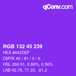 Code couleur: RGB 132 45 239 | qconv.com