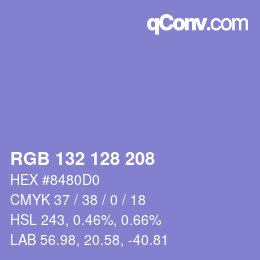 Color code: RGB 132 128 208 | qconv.com