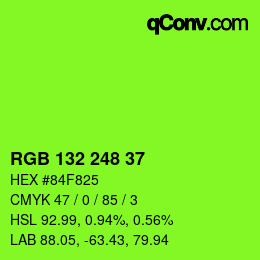 Code couleur: RGB 132 248 37 | qconv.com