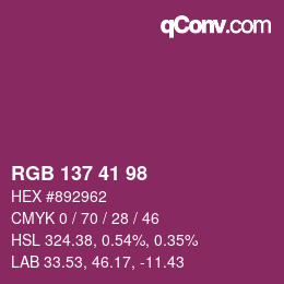 Color code: RGB 137 41 98 | qconv.com