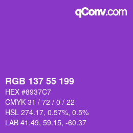 Code couleur: RGB 137 55 199 | qconv.com