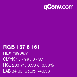 Code couleur: RGB 137 6 161 | qconv.com