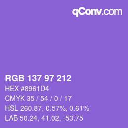 Color code: RGB 137 97 212 | qconv.com