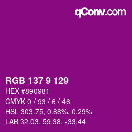 Code couleur: RGB 137 9 129 | qconv.com