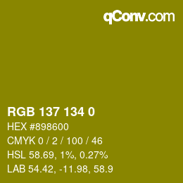 Color code: RGB 137 134 0 | qconv.com