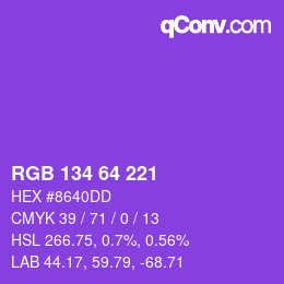 Code couleur: RGB 134 64 221 | qconv.com