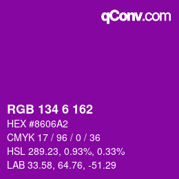 カラーコード: RGB 134 6 162 | qconv.com