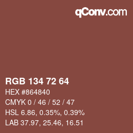 Código de color: RGB 134 72 64 | qconv.com