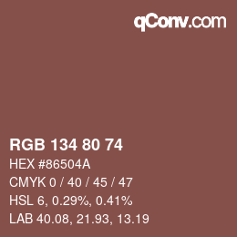 Código de color: RGB 134 80 74 | qconv.com