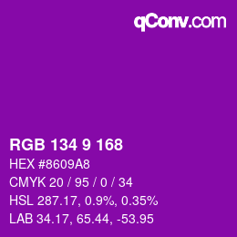 Code couleur: RGB 134 9 168 | qconv.com