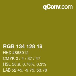 Color code: RGB 134 128 18 | qconv.com