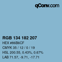 Código de color: RGB 134 182 207 | qconv.com