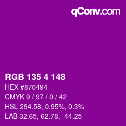 Farbcode: RGB 135 4 148 | qconv.com