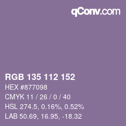 Código de color: RGB 135 112 152 | qconv.com