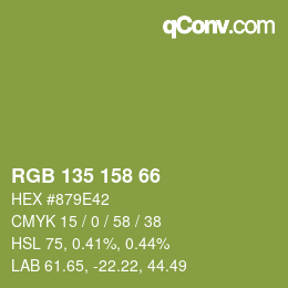 Código de color: RGB 135 158 66 | qconv.com