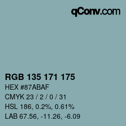 Farbcode: RGB 135 171 175 | qconv.com