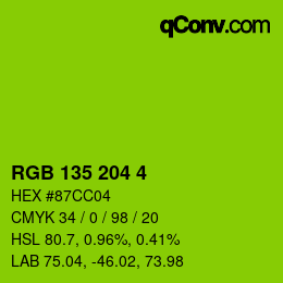 Color code: RGB 135 204 4 | qconv.com