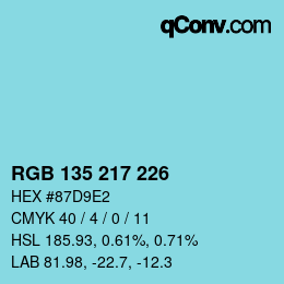 Color code: RGB 135 217 226 | qconv.com