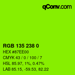 Código de color: RGB 135 238 0 | qconv.com